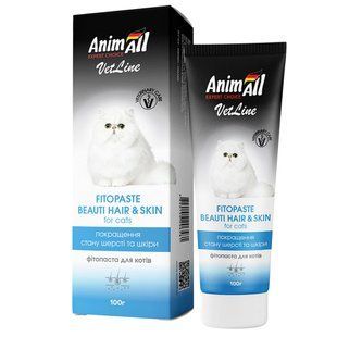 Фітопаста AnimAll VetLine Beauty Hair&Skin для поліпшення якості шерсті у котів 100 г 150564 фото