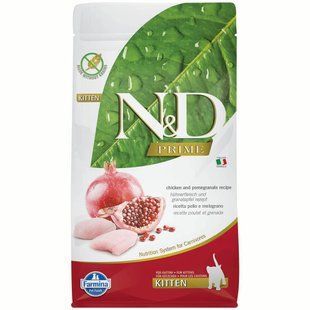 Беззерновий сухий корм Farmina N&D Grain Free&nbsp;Prime Chicken & Pomegranate&nbsp;Kitten для кошенят, вагітних і лактуючих котів курка з гранатом 300 г 156406 фото