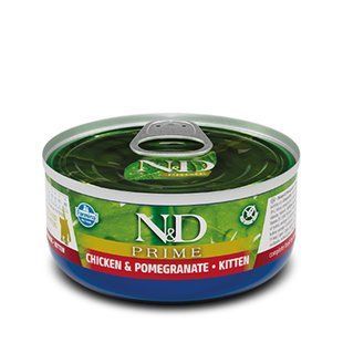 Вологий корм Farmina N&D Grain Free Prime Chicken Kitten для кошенят беззерновий з куркою та гранатом 70 г 160598 фото